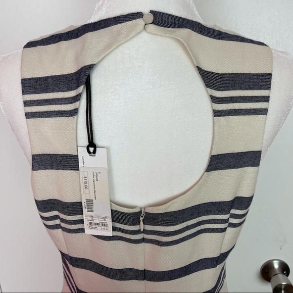 Cupcakes and Cashmere Sheath Dress 10 Ivory Navy Striped Sleeveless Back Cut Out - Picture 8 of 14